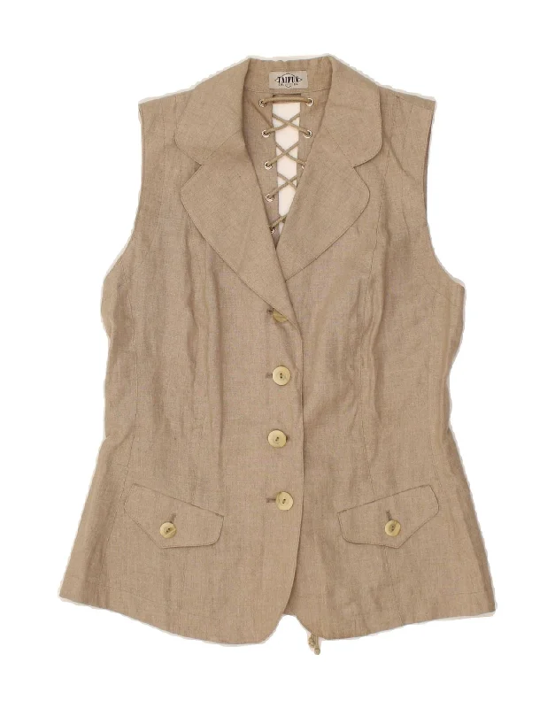 Women's Parka CoatsTAIFUN Womens 4 Button Sleeveless Blazer Jacket EU 36 Small Beige Linen