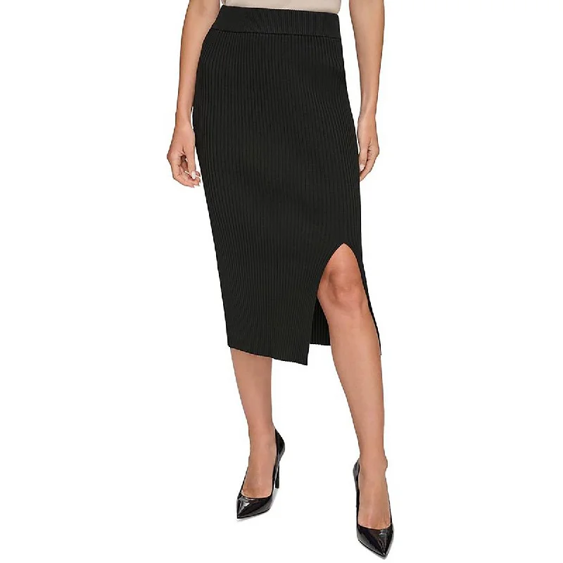 Women's Stylish SkirtsWomens Pencil Ribbed Midi Skirt