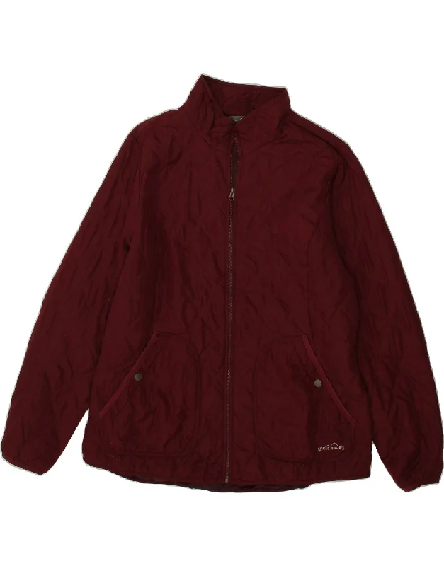 Women's Windbreaker CoatsEDDIE BAUER Womens Quilted Jacket UK 18 XL Burgundy Polyester