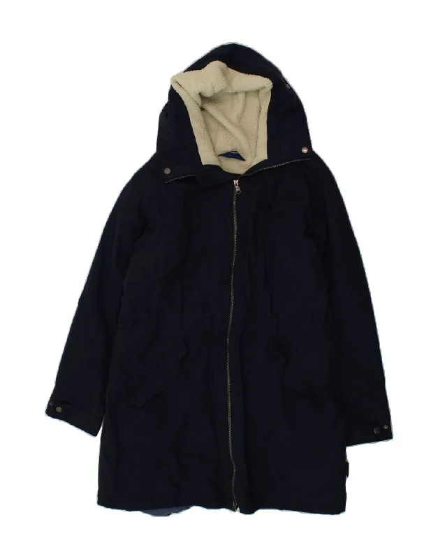 Women's Blazer CoatsJACK WOLFSKIN Womens Hooded Parka Jacket UK 20 2XL Navy Blue Cotton