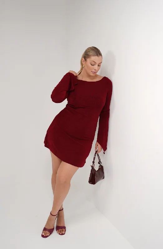 Women's Long-Sleeve DressesKENZIE MINI DRESS WINE