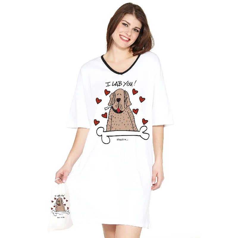 women's pajamas with a touch of elegance"I Lab You"   Nightshirt in a Bag