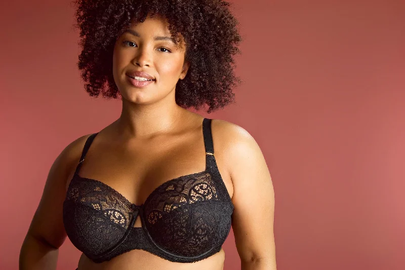 plus-size underwire bra with wide underbandEstel Full Cup Bra - Black