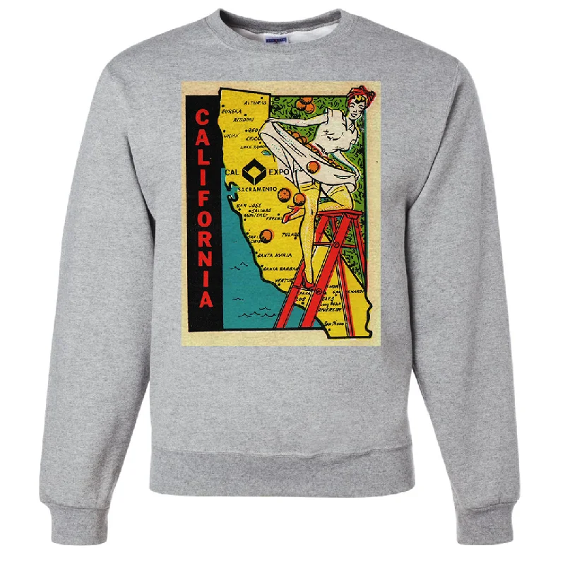 Women's Hooded Sweatshirts with Abstract LiningVintage Sticker California Cal Expo Crewneck Sweatshirt