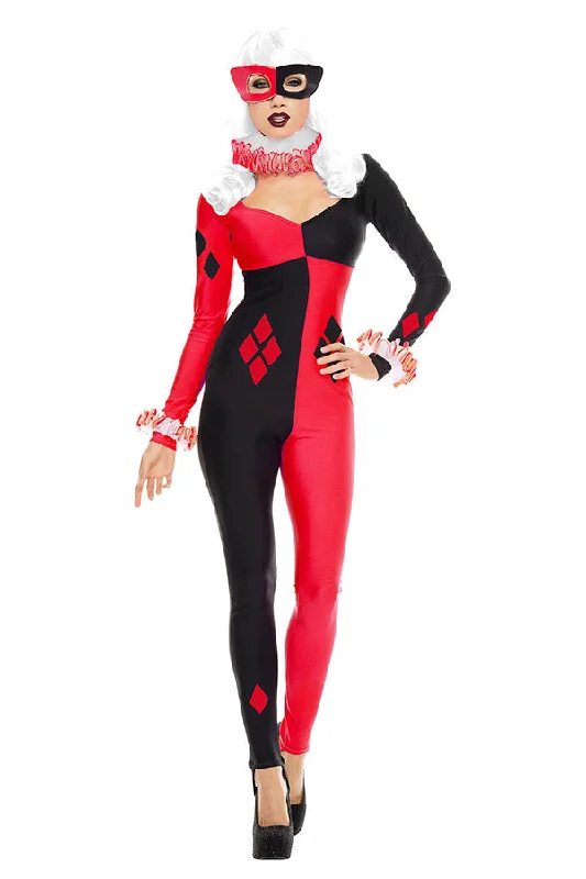 women's pajamas with button-flyFour Pieces Striking Harley Costume Set