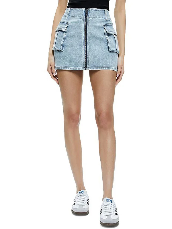 Women's Zip-Up SkirtsRahmi Womens Denim Cargo Mini Skirt