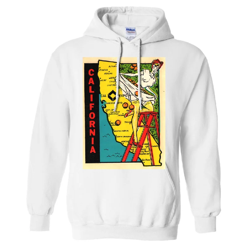 Women's Hooded Sweatshirts with Fitted SleevesVintage Sticker California Cal Expo Sweatshirt Hoodie