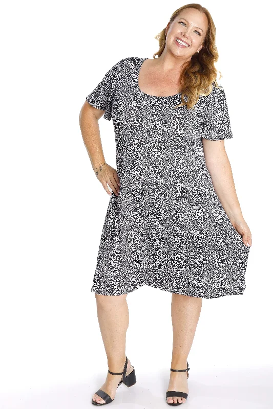 Women's Jodhpurs with Keyhole CollarVikki Vi Jersey Snow Leopard T-Shirt Style Dress