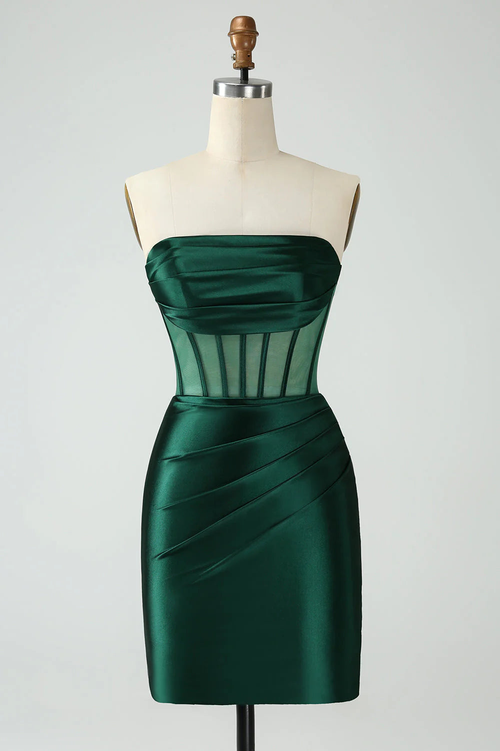 Women's Strapless DressesAmzcw Dark Green Bodycon Strapless Corset Short Homecoming Dress