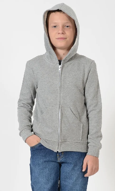 Women's Hooded Sweatshirts with Warm FabricBoys Grey Zipper Hoodie