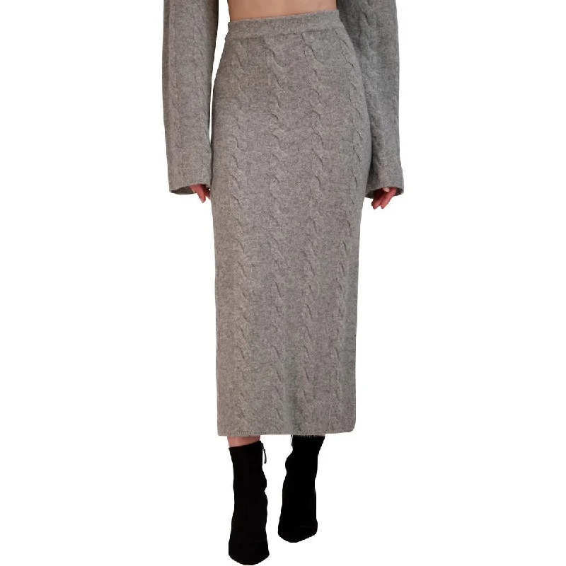 Women's Lightweight SkirtsWomens Cable Knit Vented Midi Skirt