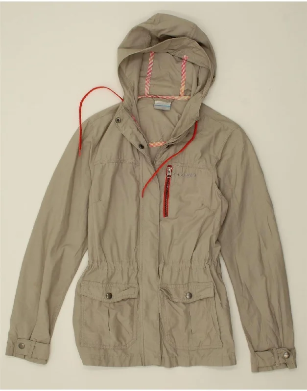 Women's Zip-Up CoatsCOLUMBIA Womens Hooded Utility Jacket UK 6 XS Grey Cotton