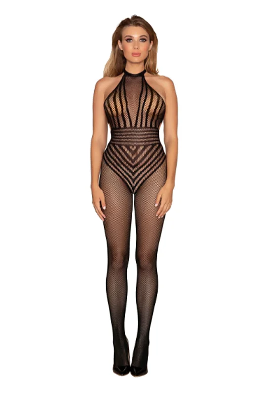 firm-control shapewear for bodycon dressesOpen Crotch Stripped Fishnet Bodystocking