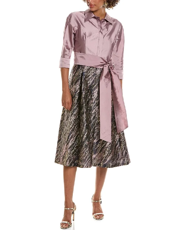 Women's Lapel Collar DressesTeri Jon by Rickie Freeman Taffeta Shirtdress