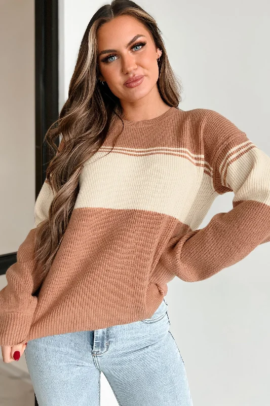 Women's Blouse with Cap SleevesFact Of The Matter Colorblock Sweater (Dusty Apricot)