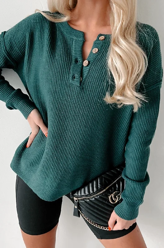 Women's Blouse with Square CollarJoni Henley Sweater (Hunter)