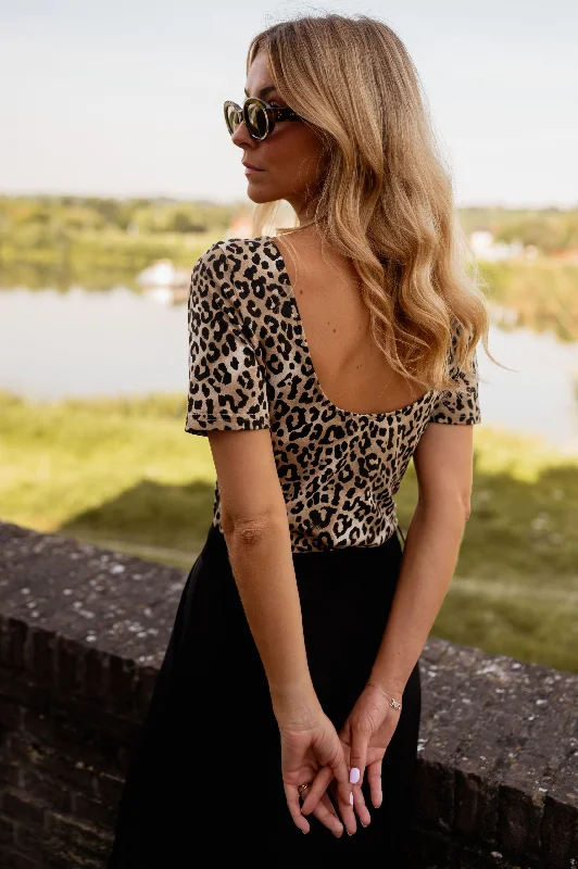 Women's Blouse with High CollarLeopard William Bodysuit