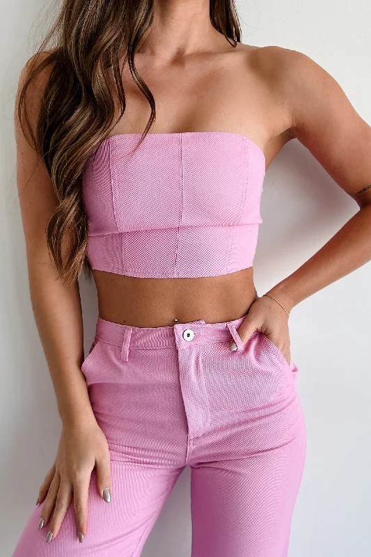 Women's Blouse with Peter Pan CollarOksana Strapless Crop Top (Orchid)