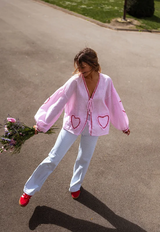 Women's Blouse with ButtonsPink Gingham Harper Blouse