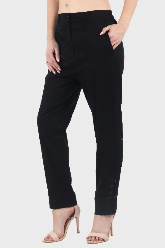 women's pajamas with hidden pocketsBlack Solid Formal Pants