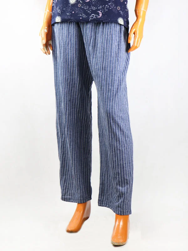 women's pajamas with a touch of luxuryLadies Casual Trouser Blue Lined