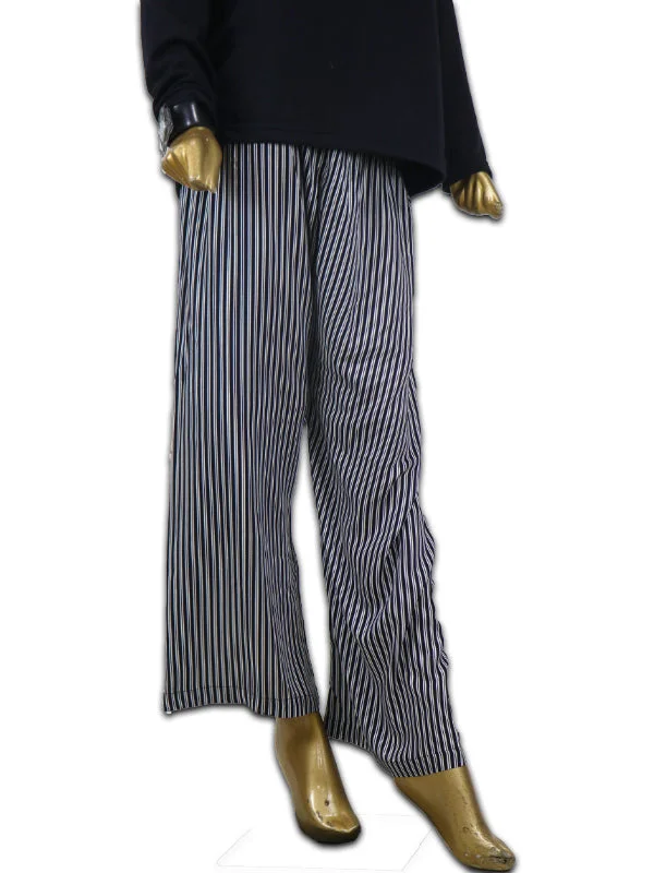 women's pajamas with pocketsLT06 Ladies Casual Trouser Stripes W Black