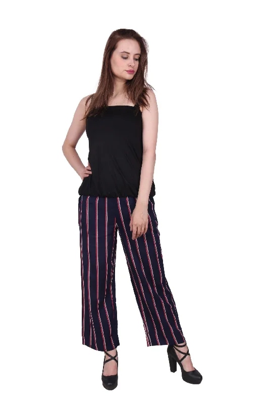 women's pajamas with a playful printNavy Blue Striped Pants