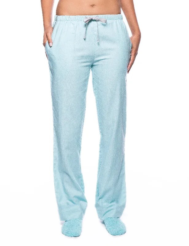 women's pajamas for everyday loungingWomens Premium 100% Cotton Flannel Lounge Pants - Herringbone Aqua