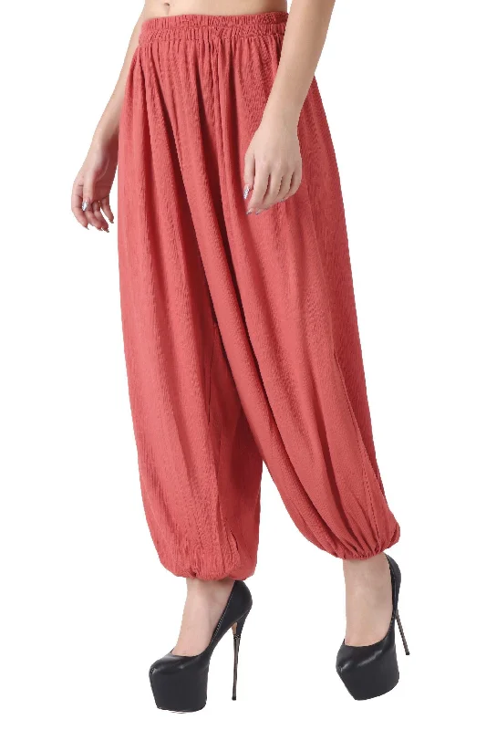 women's pajamas for those who appreciate soft, breathable fabricsPeach Solid Harem Pants