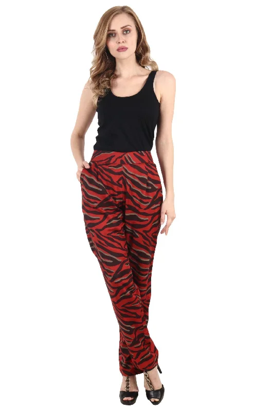 cozy women's flannel pajamasRed Animal Printed Trousers