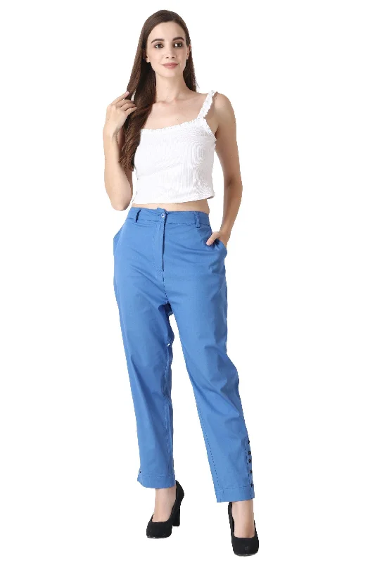 women's pajamas with a touch of eleganceSolid Formal Pants with Ankle Buttons