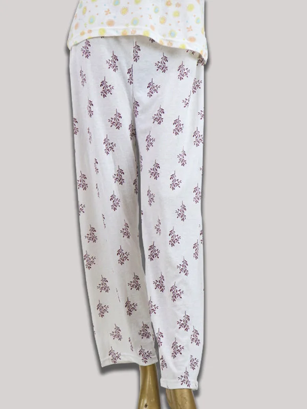 women's pajamas with a touch of whimsical funWhite Casual Trouser For Womens TB LT09