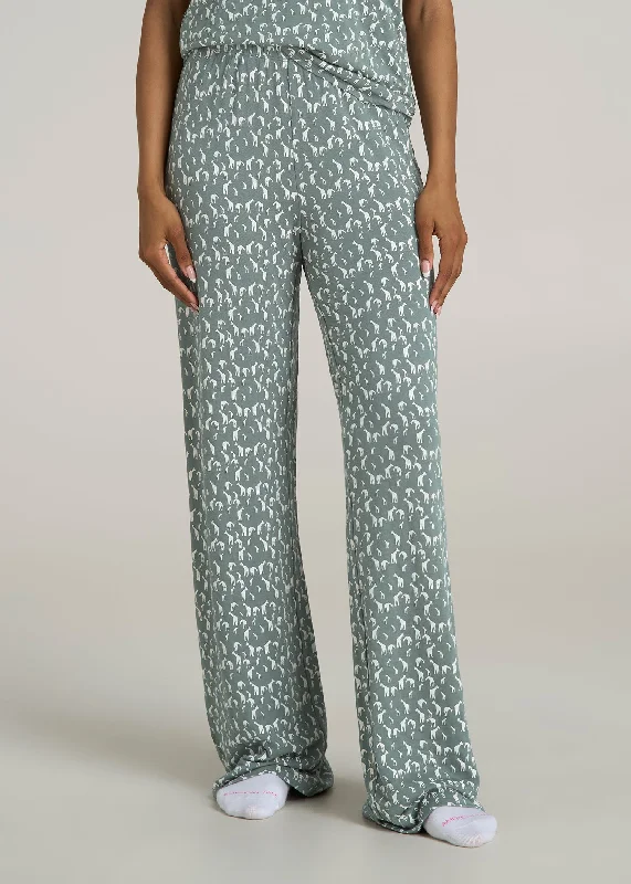 women's pajamas with adjustable strapsWide Leg Women's Tall Pajama Pants in Malachite Green Giraffe Print