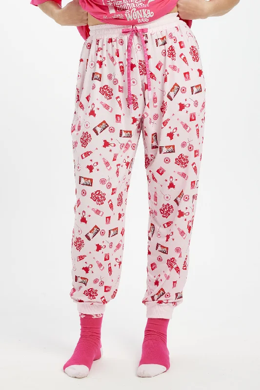 women's pajamas for lounging around the houseWilly Wonka Pink Candy Slouchies