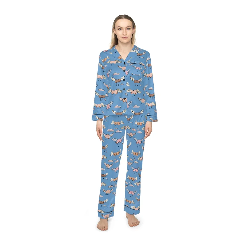 women's pajamas with a vintage lookWomen's Satin Pajamas with Flying Birds: The Ultimate Fun and Stylish Gift