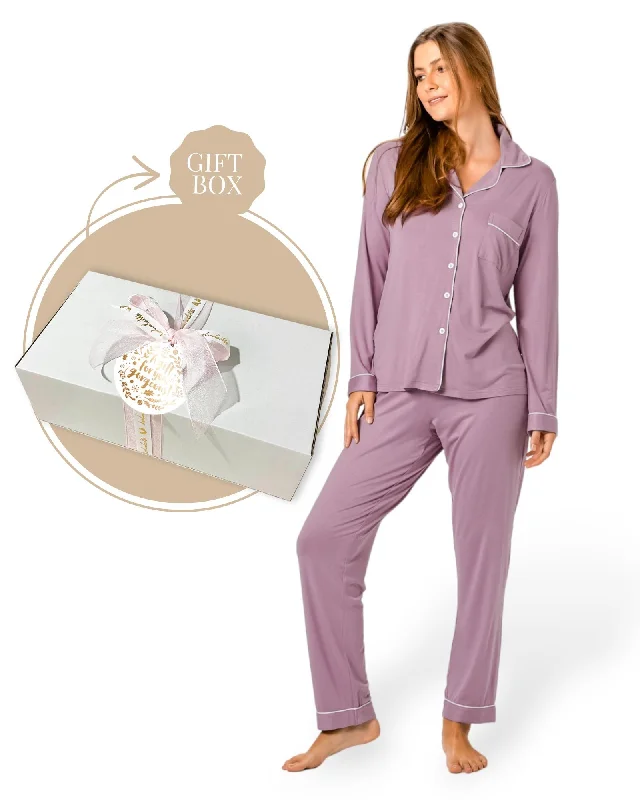 women's pajamas with breathable fabricBamboo PJ & Candle Gift Box Lilac