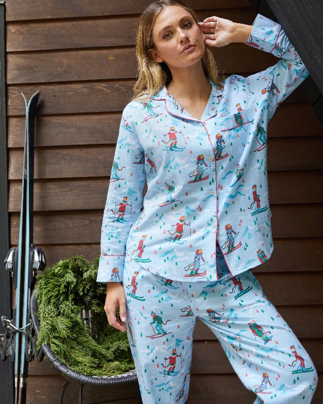 women's pajamas for those who want to feel pampered and lovedHit the Slopes - Lightweight Flannel Long Sleep Set - Frosted Lake