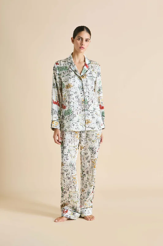 women's pajamas with adjustable strapsLila Carlyle Ivory Pajamas in Silk Satin