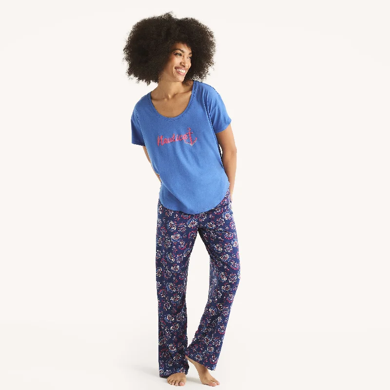 women's pajamas with a classic designNautica Womens Printed Pajama Pant Set