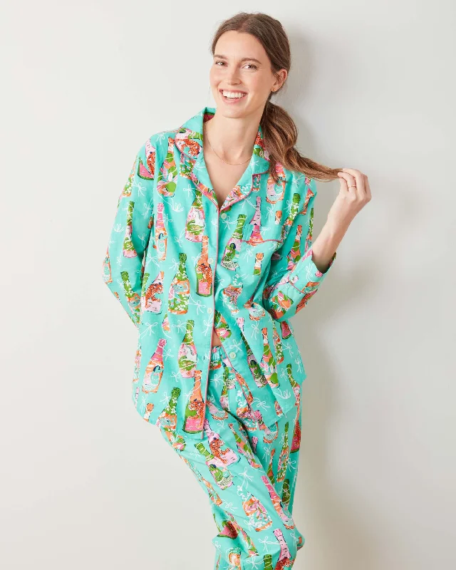 women's pajamas for a night of deep sleepPop The Bubbly - Long PJ Set - Bright Turquoise