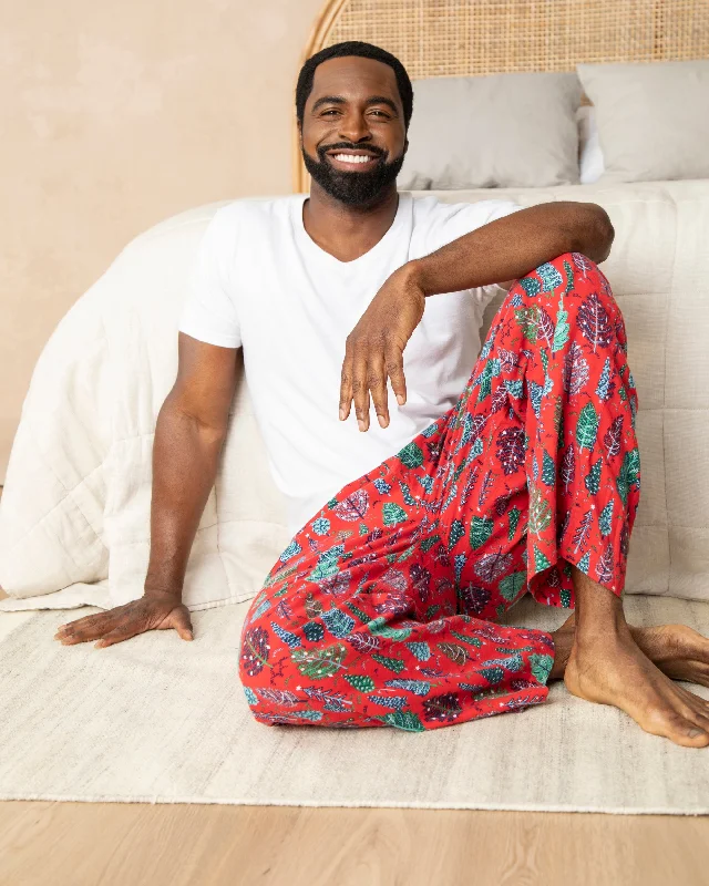 women's pajamas made from organic cottonTwinkling Trees - Mens Flannel Pajama Pants - Ruby