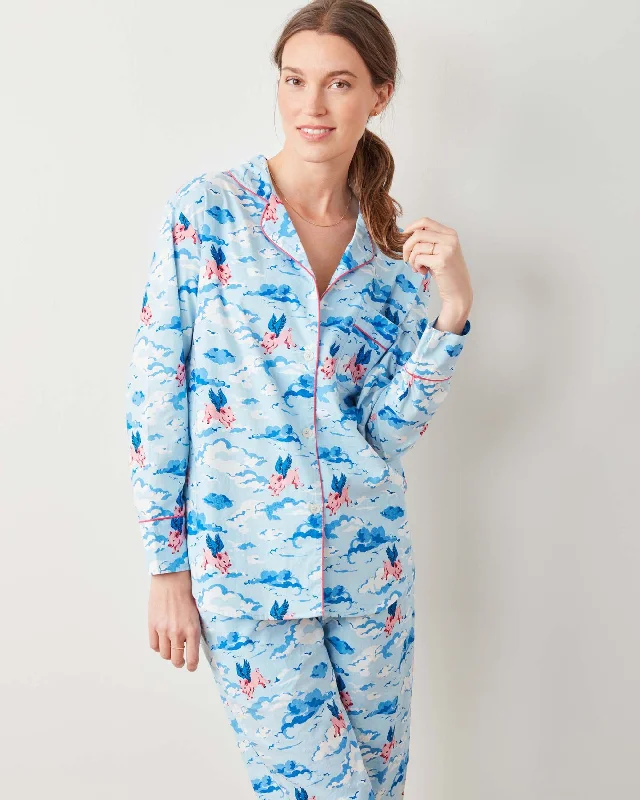 women's pajamas for cozy bedtime routinesWhen Pigs Fly - Long PJ Set - Pale Blue