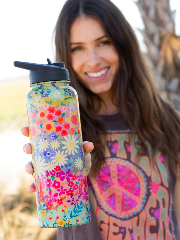 women's pajamas for everyday wearXL Stainless Steel Water Bottle - Wildflower Border